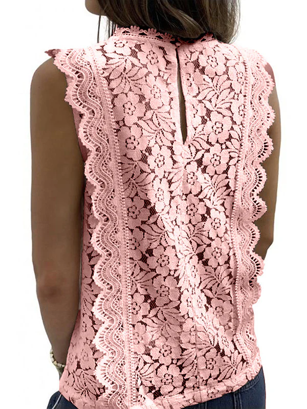 Original Lace Solid Color Loose Vest Top - Image 11