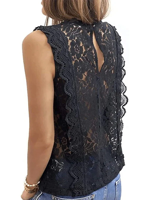 Original Lace Solid Color Loose Vest Top - Image 12