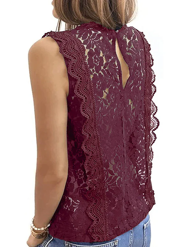 Original Lace Solid Color Loose Vest Top - Image 13