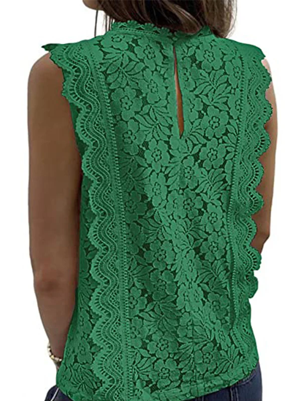Original Lace Solid Color Loose Vest Top - Image 15
