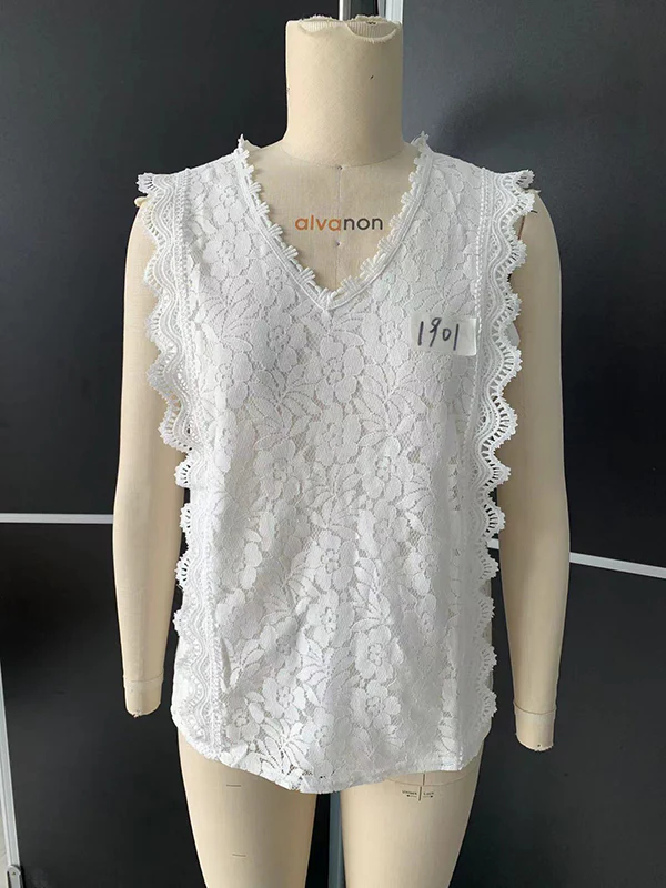 Original Lace Solid Color Loose Vest Top - Image 16