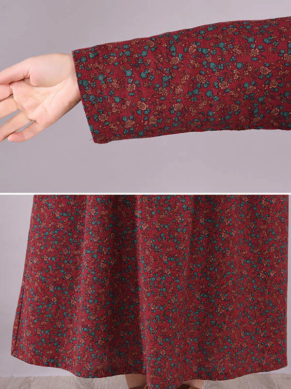 Original Lapel Frenum Floral Printed Midi Dress - Image 14