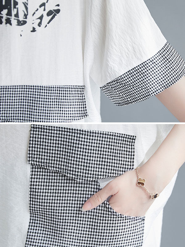 Original Letter Print Split-Joint Round-Neck T-Shirts Tops - Image 31