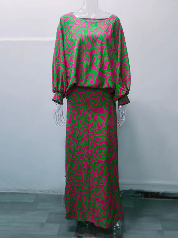 Original Loose Contrast Color T-Shirt Top&Skirt 2 Pieces Set - Image 11