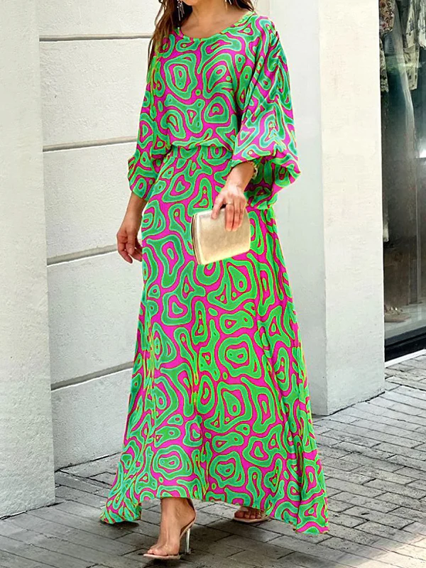 Original Loose Contrast Color T-Shirt Top&Skirt 2 Pieces Set - Image 2