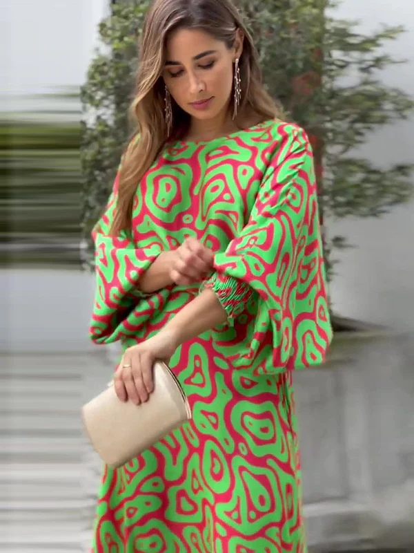 Original Loose Contrast Color T-Shirt Top&Skirt 2 Pieces Set - Image 9