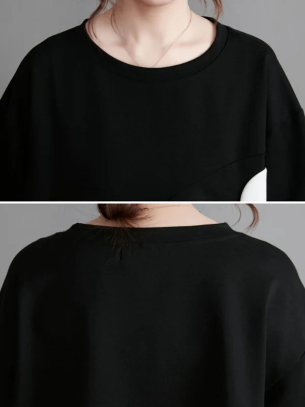 Original Loose Flower Printed Round-Neck Long Sleeves T-Shirt Top - Image 11