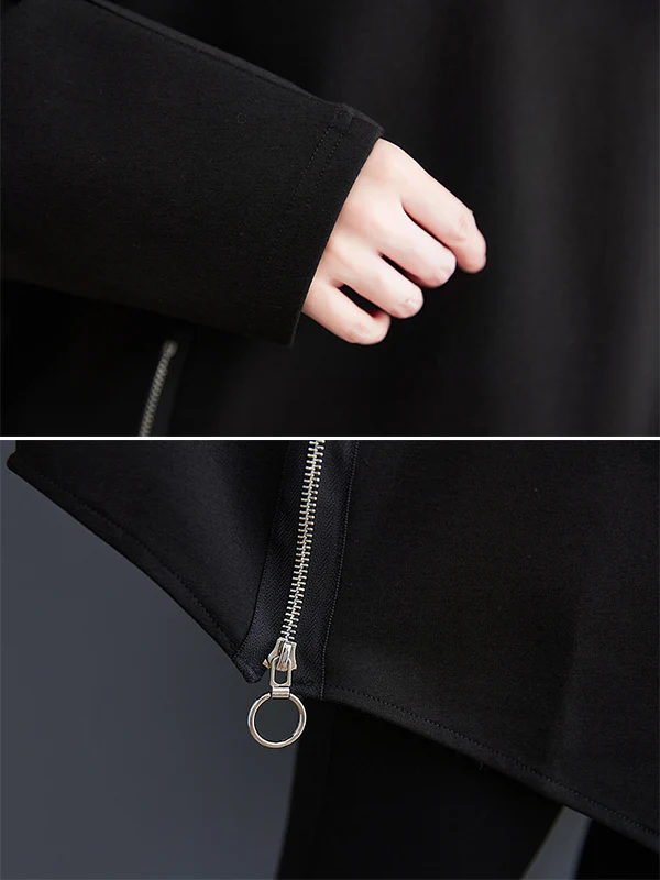 Original Loose Irregular Zipper Long Sleeves Sweatshirt - Image 10