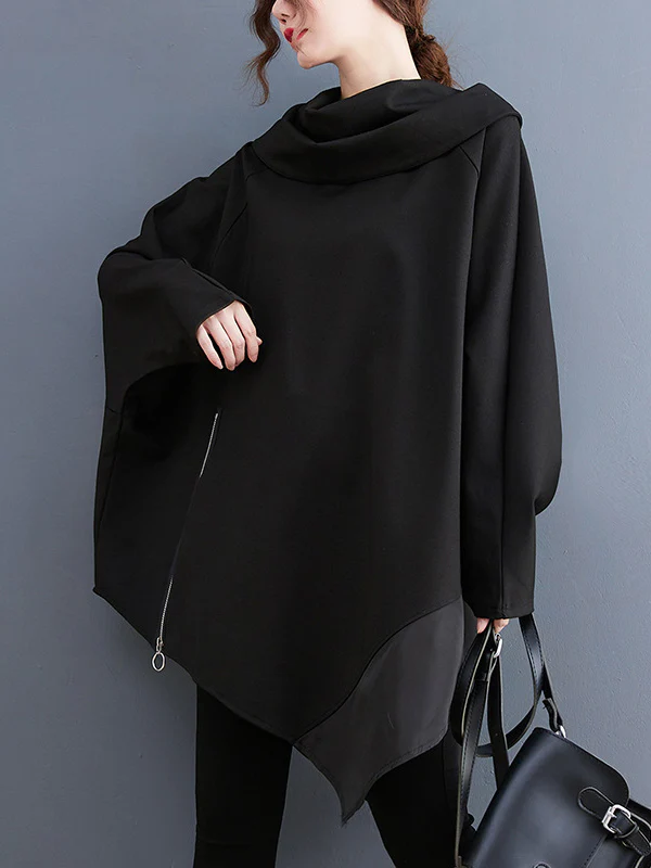 Original Loose Irregular Zipper Long Sleeves Sweatshirt - Image 3