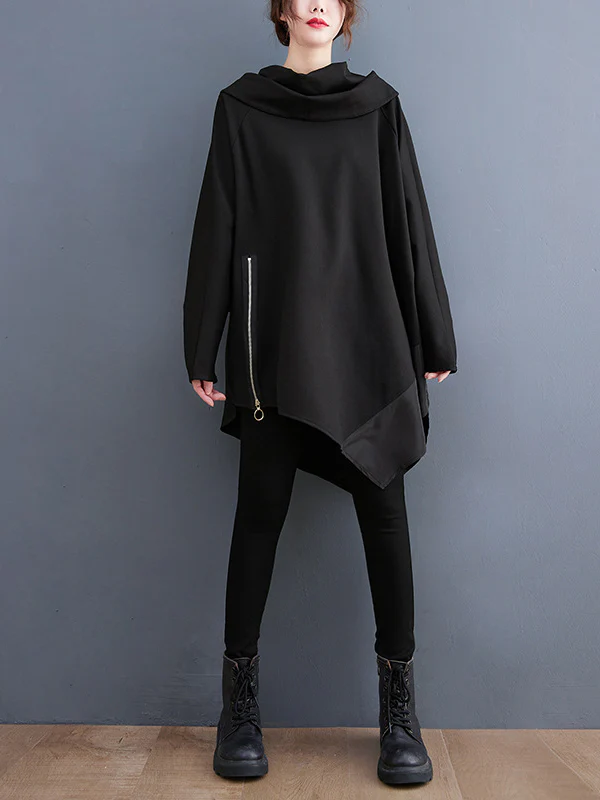 Original Loose Irregular Zipper Long Sleeves Sweatshirt - Image 4