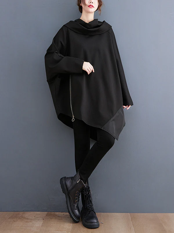 Original Loose Irregular Zipper Long Sleeves Sweatshirt - Image 5