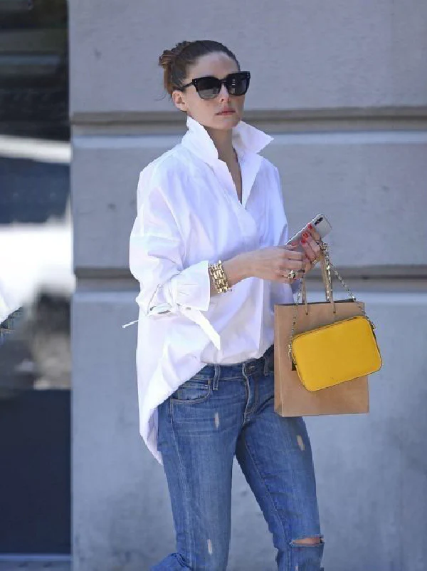 Original Loose Letter Printed White Blouse Top - Image 2