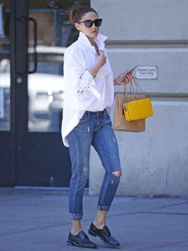 Original Loose Letter Printed White Blouse Top - Image 3
