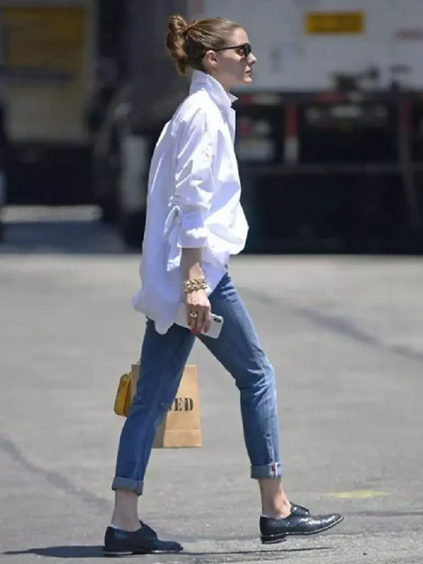 Original Loose Letter Printed White Blouse Top - Image 4
