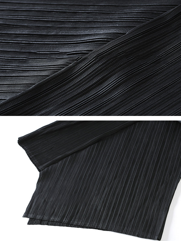 Original Loose Solid Color Irregular Pleated Wide Legs Pants - Image 7