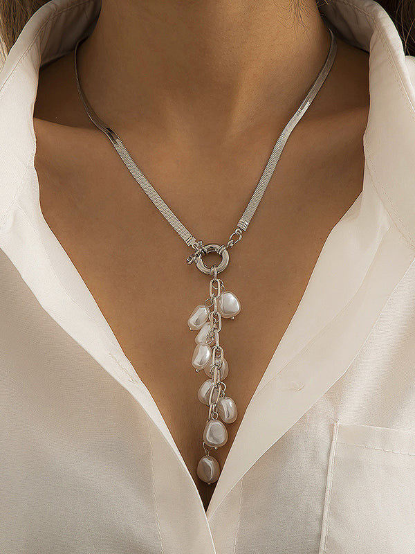 Original Pearl Pendant Geometric Necklace - Image 2