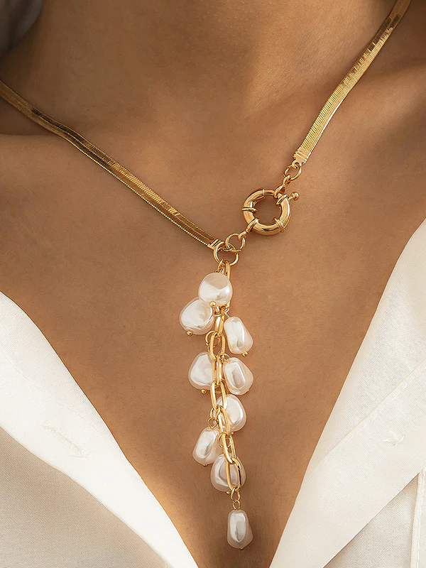 Original Pearl Pendant Geometric Necklace - Image 3