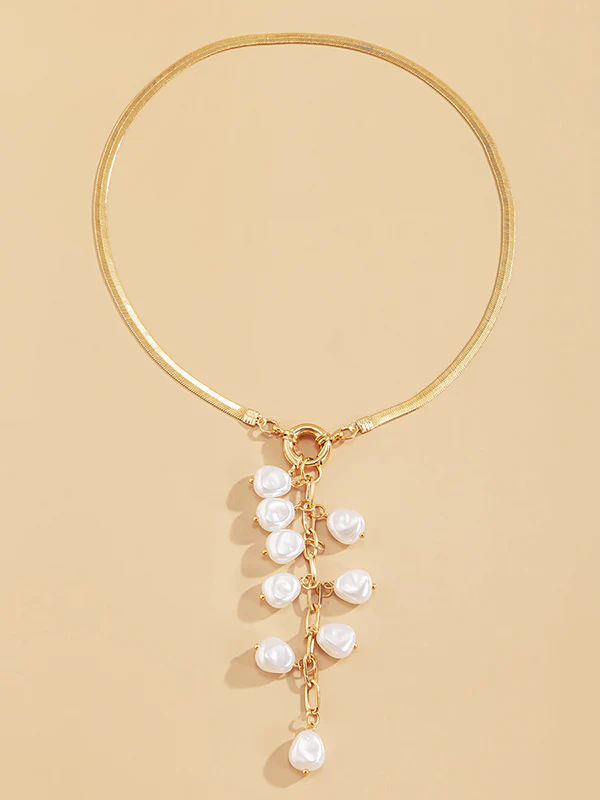 Original Pearl Pendant Geometric Necklace - Image 7