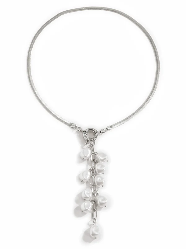 Original Pearl Pendant Geometric Necklace - Image 8