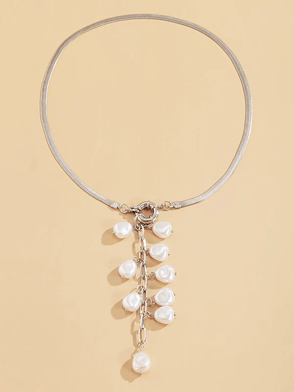 Original Pearl Pendant Geometric Necklace - Image 9