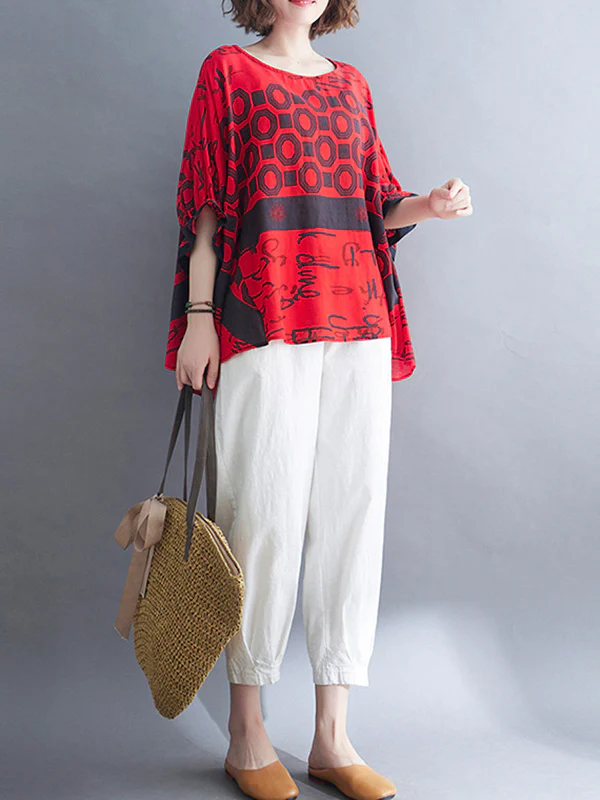 Original Printing Batwing Sleeve T-Shirts Tops - Image 19
