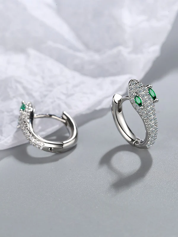 Original Rhinestone Snake Shape Earrings - Image 2