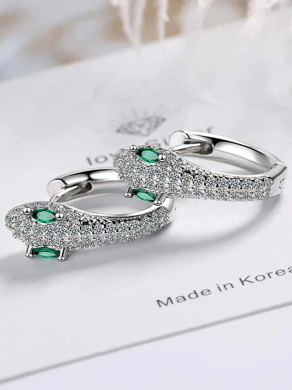 Original Rhinestone Snake Shape Earrings - Image 3