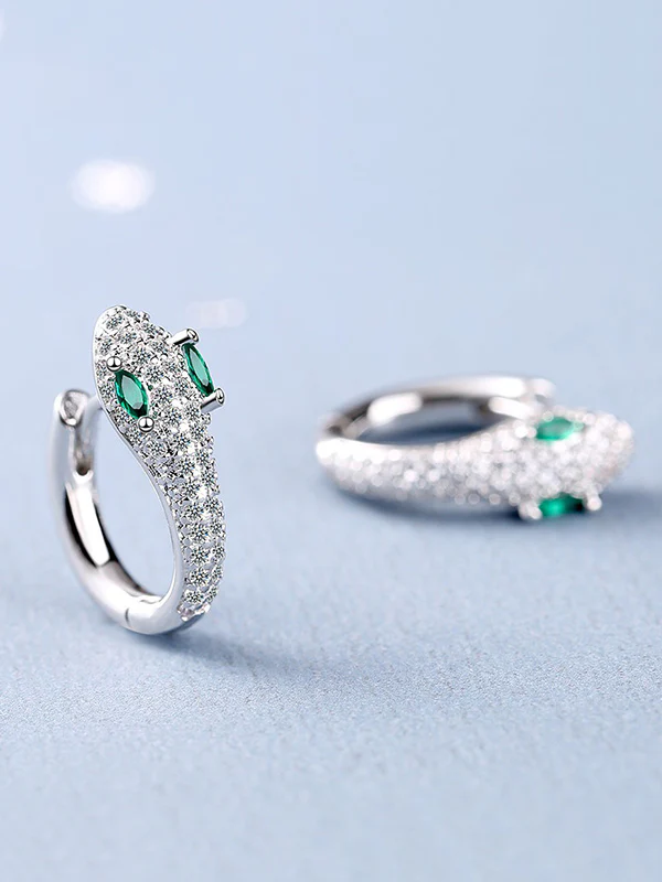 Original Rhinestone Snake Shape Earrings - Image 4