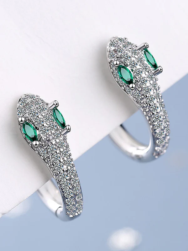 Original Rhinestone Snake Shape Earrings - Image 5