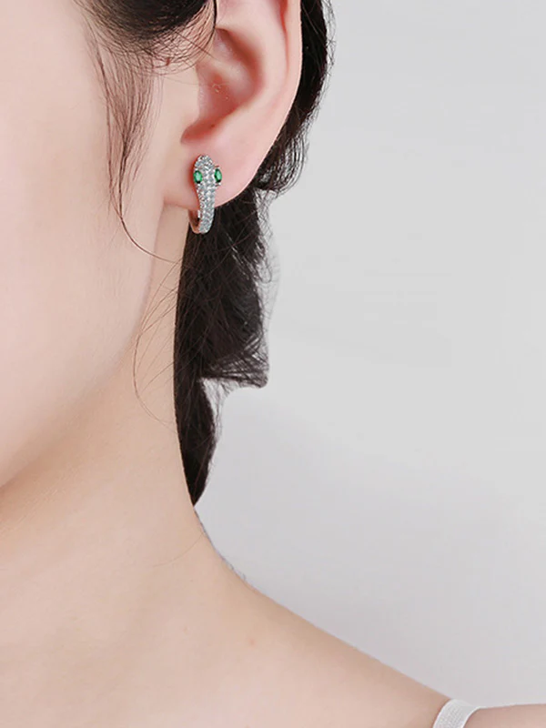 Original Rhinestone Snake Shape Earrings - Image 6
