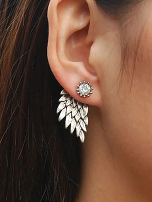 Original Rhinestone Wings Shape Earrings - Image 2