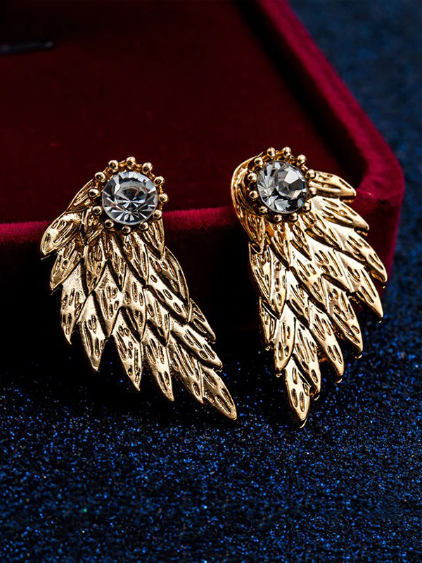 Original Rhinestone Wings Shape Earrings - Image 3