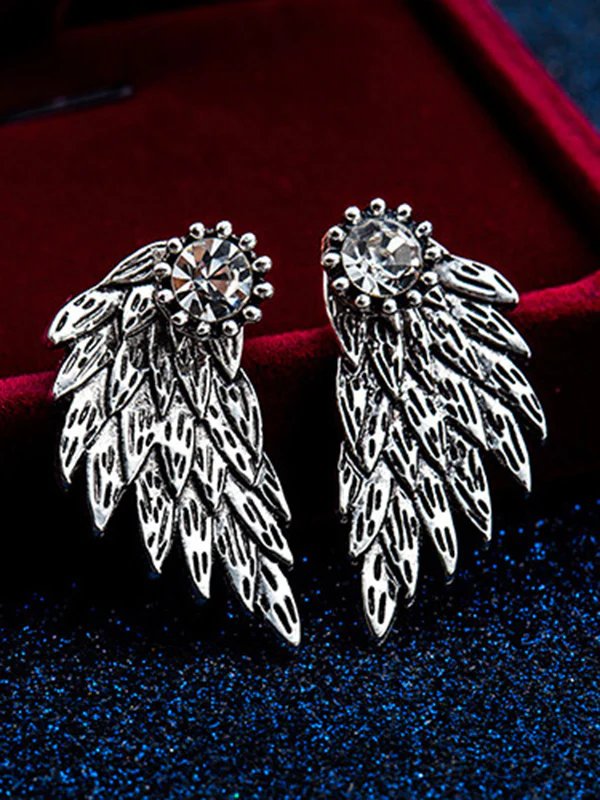 Original Rhinestone Wings Shape Earrings - Image 5