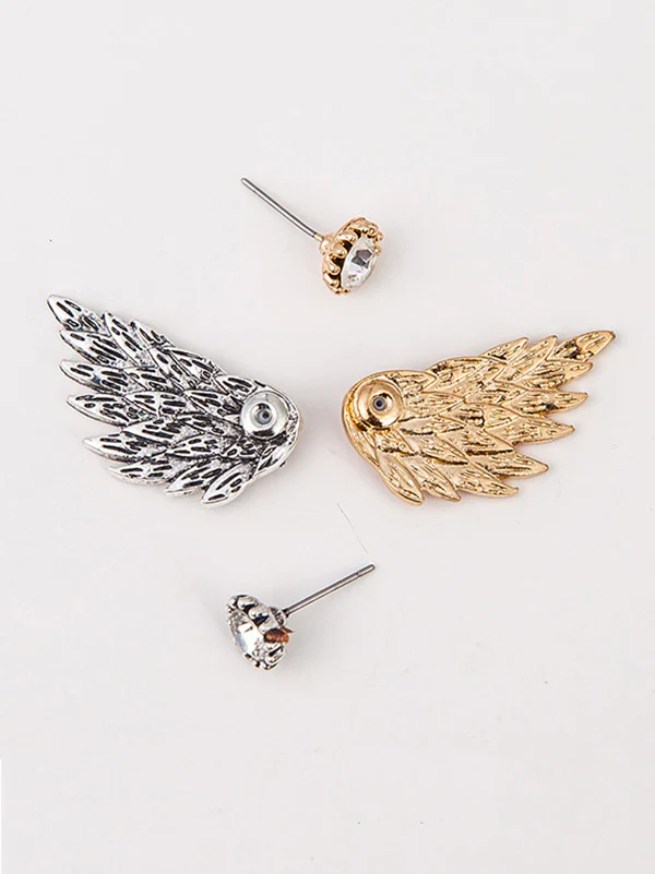 Original Rhinestone Wings Shape Earrings - Image 6