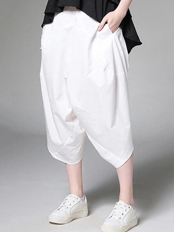 Original Simple Casual Loose White Harem Pants - Image 6