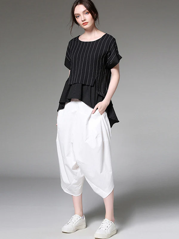 Original Simple Casual Loose White Harem Pants - Image 8