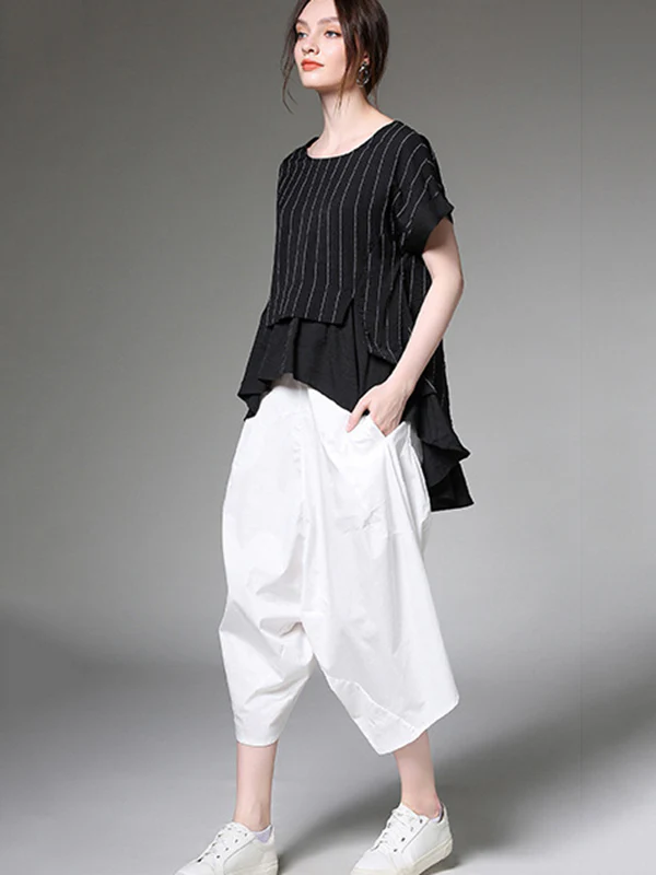 Original Simple Casual Loose White Harem Pants - Image 9