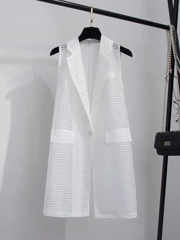 Original Simple Casual Solid Color Hollow Vest Outwear - Image 2