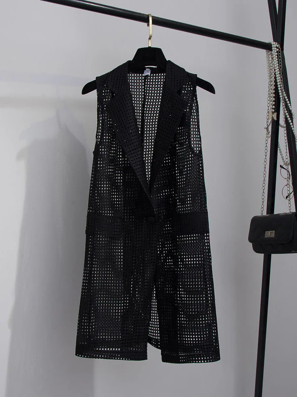 Original Simple Casual Solid Color Hollow Vest Outwear - Image 3
