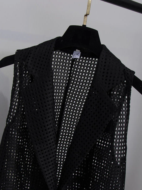 Original Simple Casual Solid Color Hollow Vest Outwear - Image 5