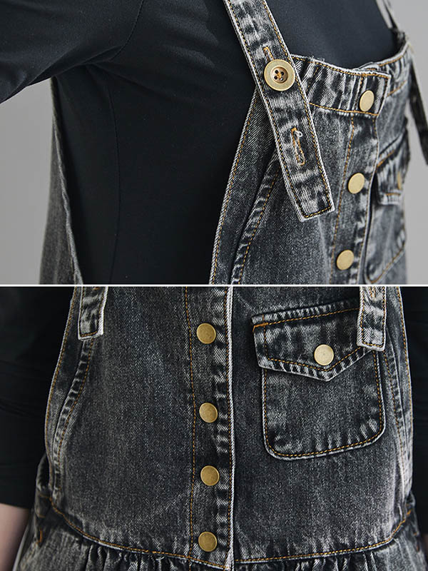 Original Sleeveless With Pocket Denim Dress - Image 11
