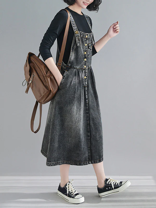 Original Sleeveless With Pocket Denim Dress - Image 5