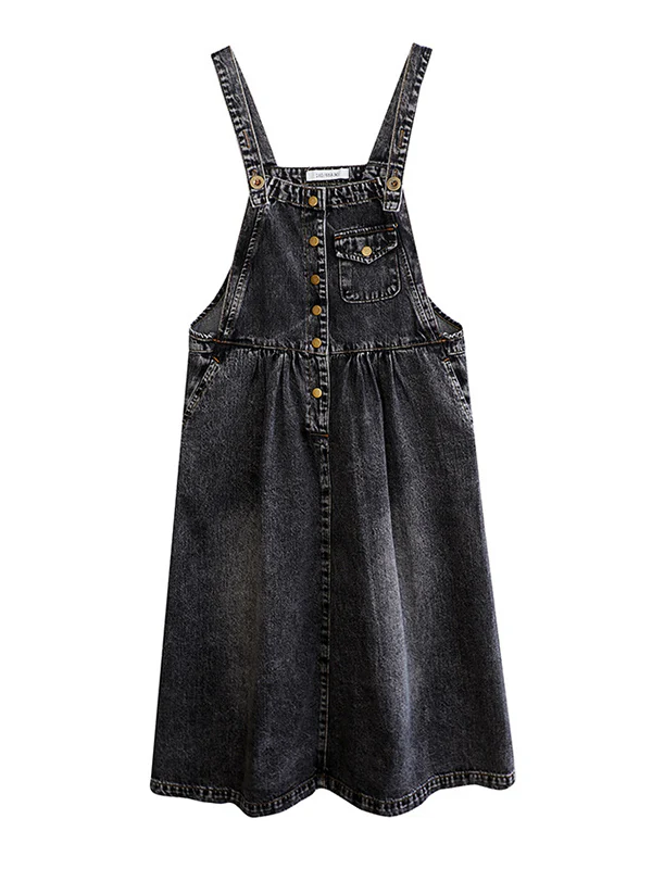 Original Sleeveless With Pocket Denim Dress - Image 9