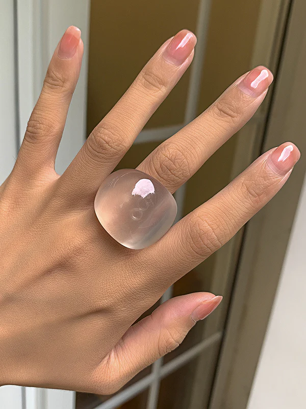 Original Solid Color Geometric Resin Rings Accessories - Image 2
