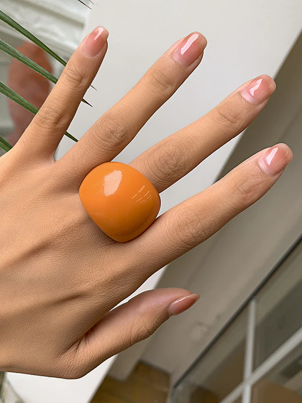 Original Solid Color Geometric Resin Rings Accessories - Image 4