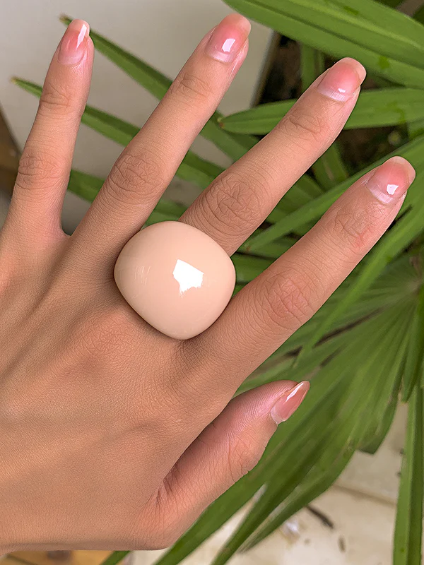 Original Solid Color Geometric Resin Rings Accessories - Image 5