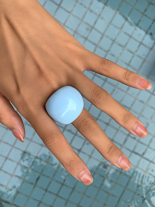 Original Solid Color Geometric Resin Rings Accessories - Image 7