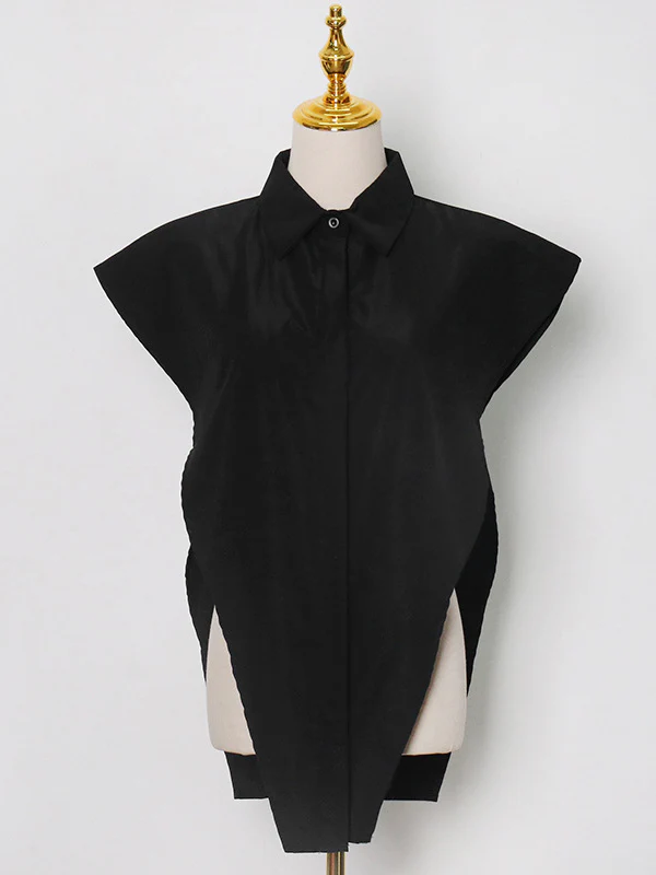 Original Solid Color Irregularity Geometry Blouse Tops - Image 5