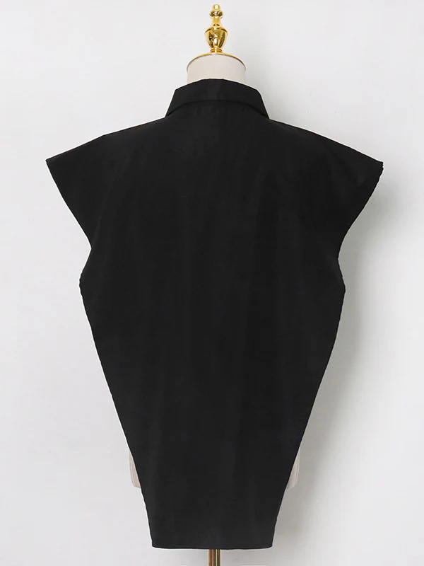 Original Solid Color Irregularity Geometry Blouse Tops - Image 6