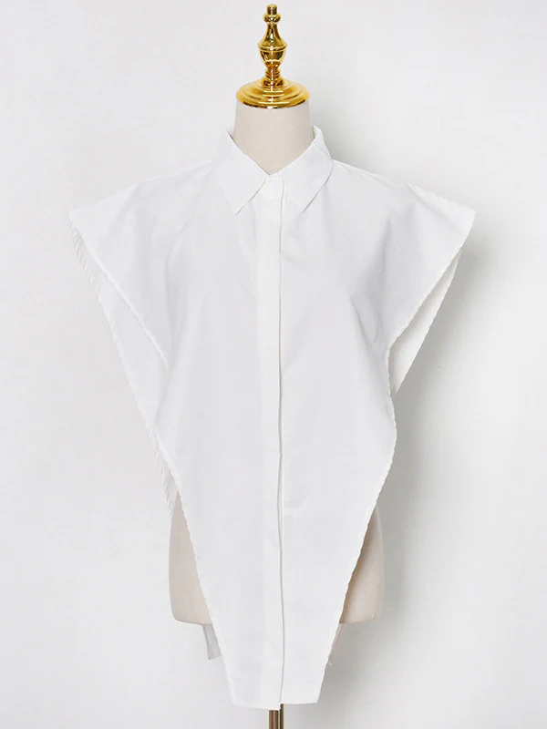 Original Solid Color Irregularity Geometry Blouse Tops - Image 7